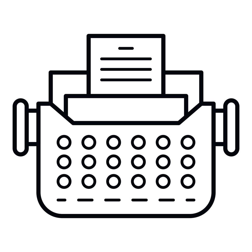 ícone de máquina de escrever antiga, estilo de estrutura de tópicos vetor
