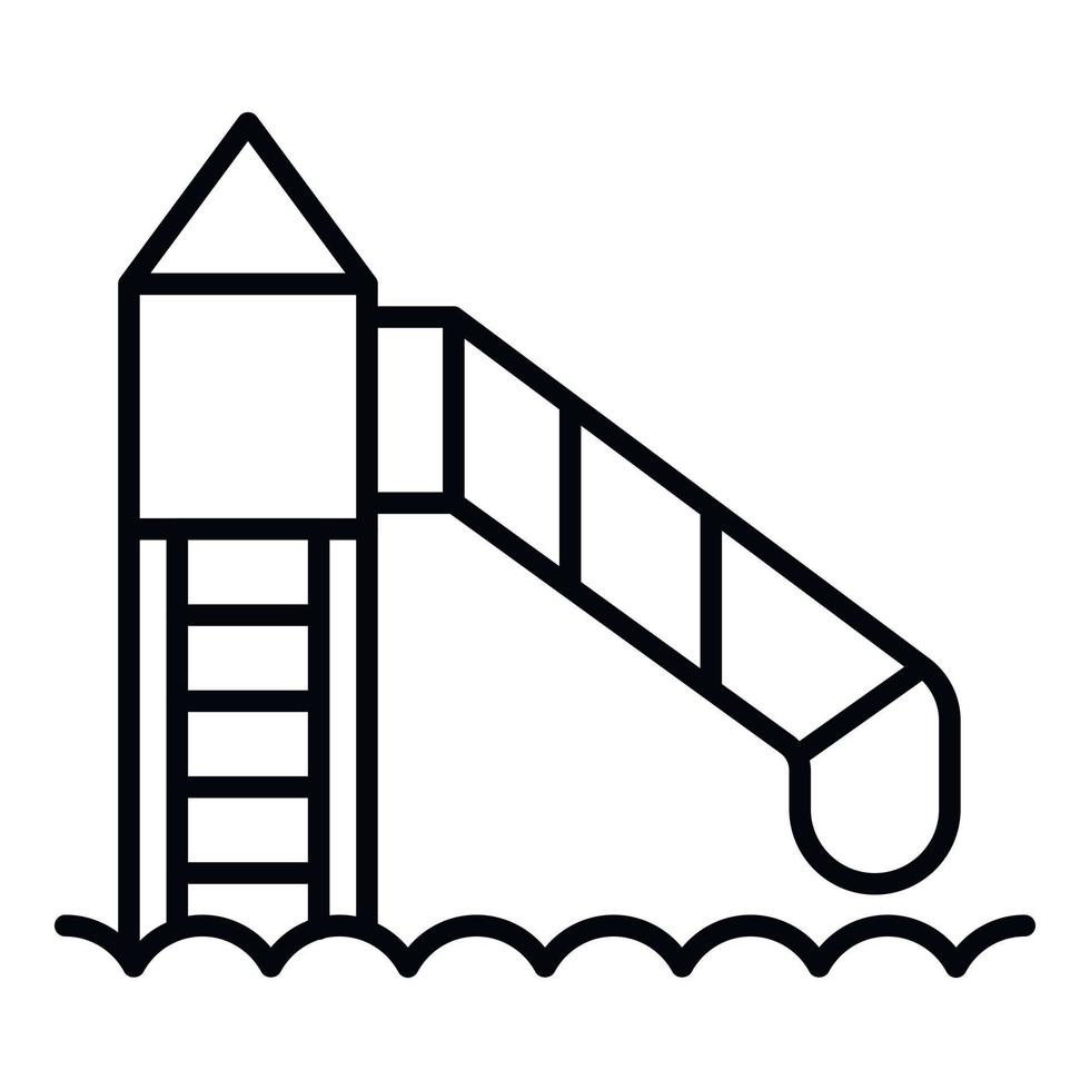 ícone da torre do parque aquático, estilo de estrutura de tópicos vetor