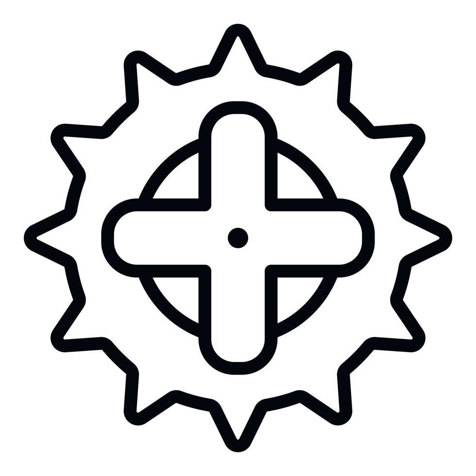 ícone de roda dentada de bicicleta, estilo de estrutura de tópicos vetor