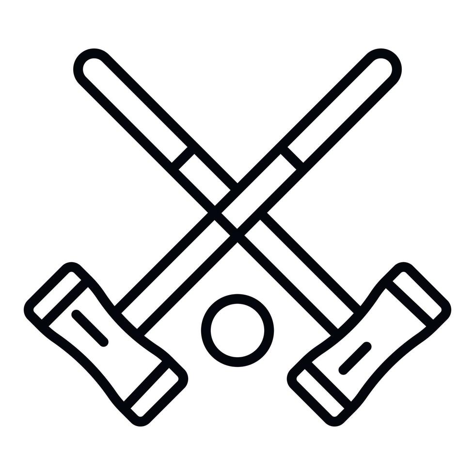 ícone de croquet cruzado, estilo de estrutura de tópicos vetor