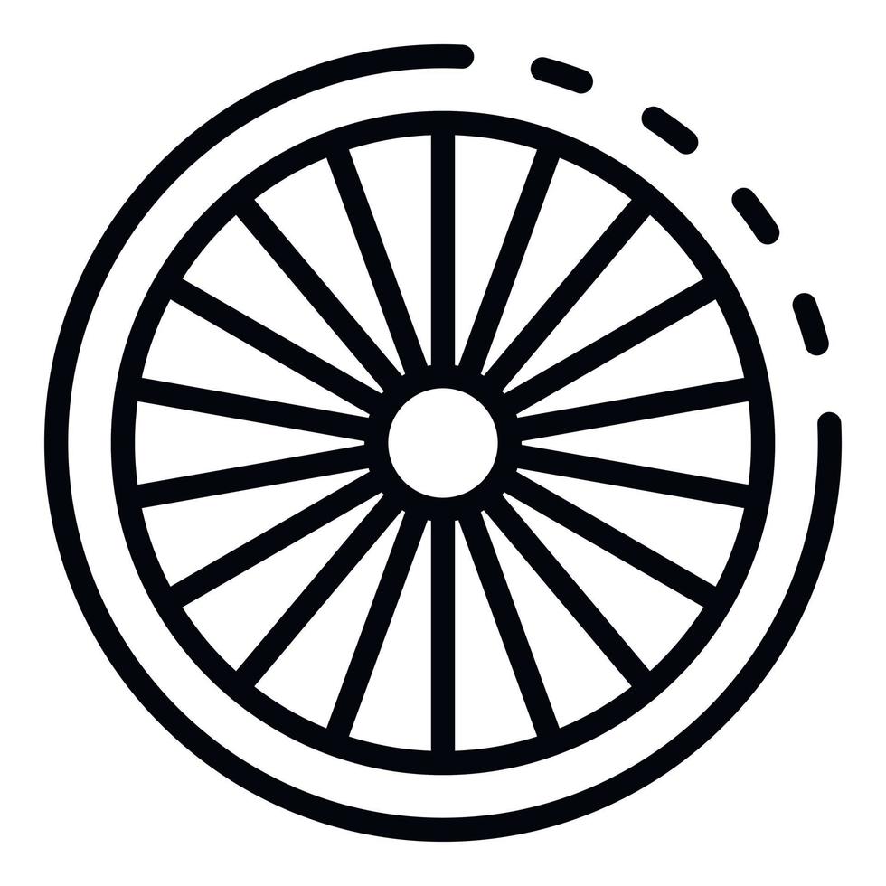 ícone de roda de bicicleta de ciclismo, estilo de estrutura de tópicos vetor
