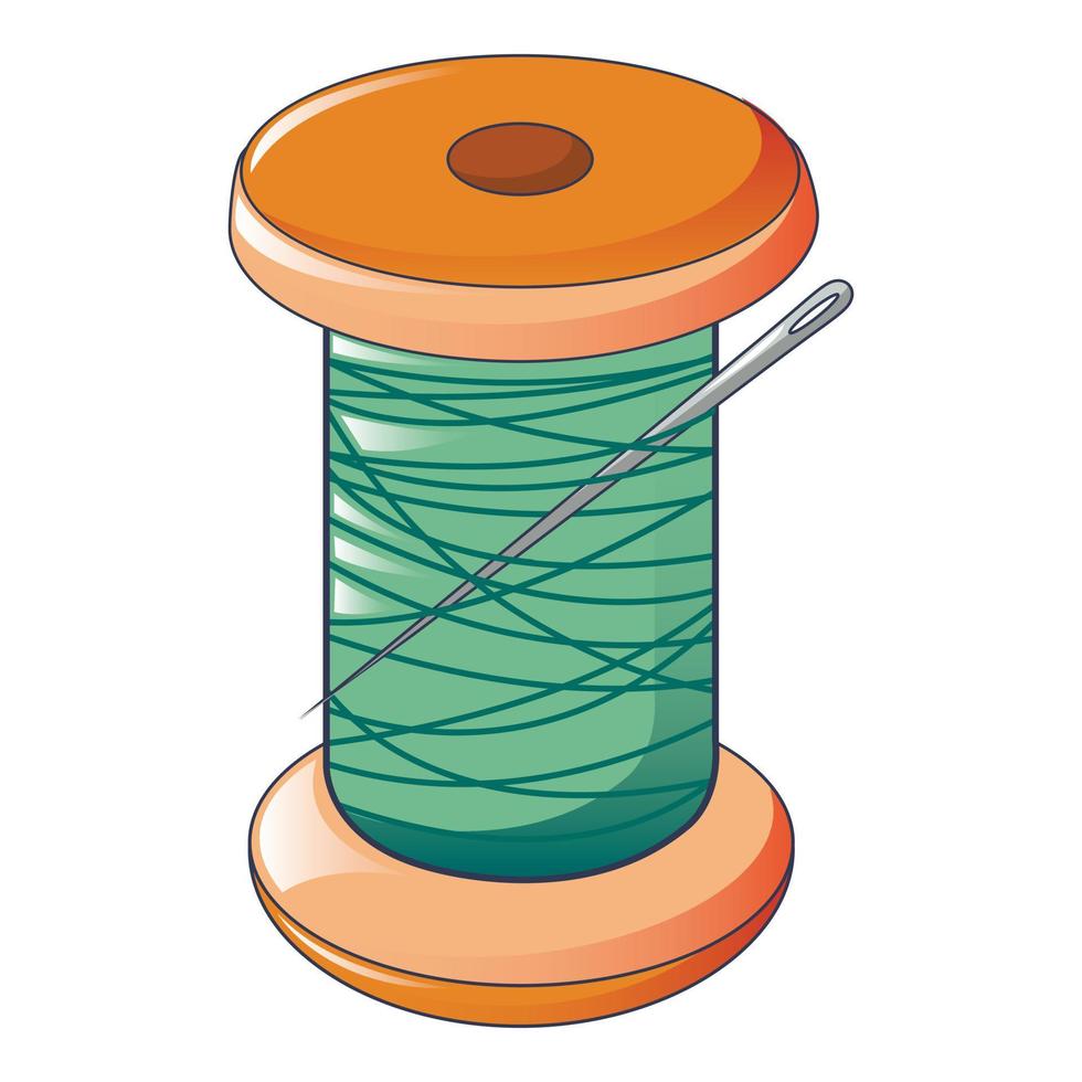 ícone de fio de bobina, estilo cartoon vetor