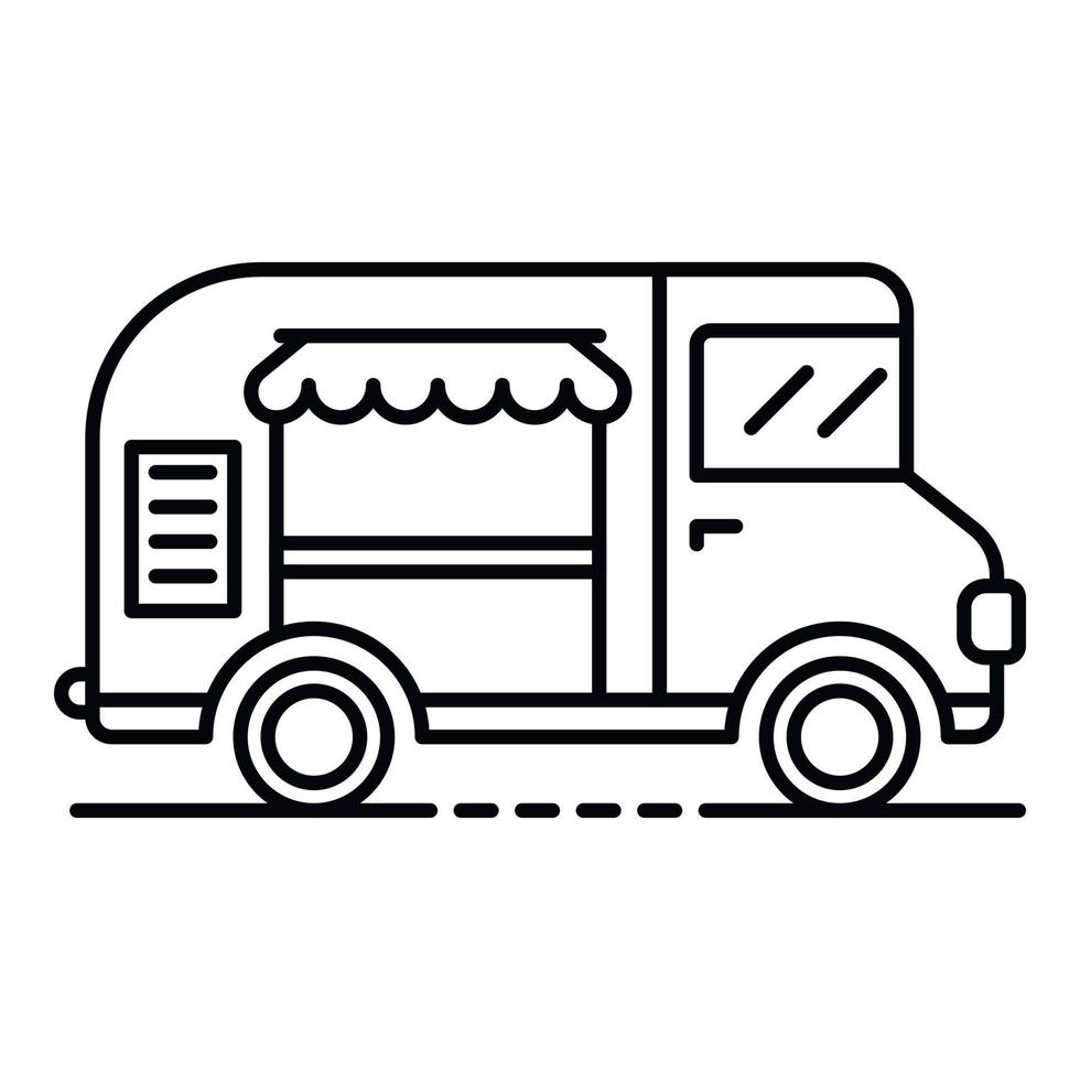 ícone do caminhão de sorvete, estilo de estrutura de tópicos vetor