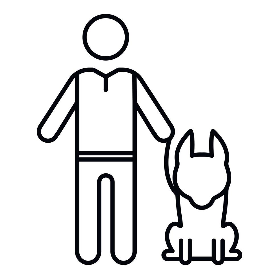 homem sênior com ícone de cachorro, estilo de estrutura de tópicos vetor