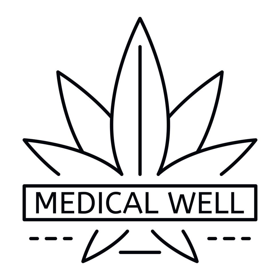 logotipo de poço médico de cannabis, estilo de estrutura de tópicos vetor