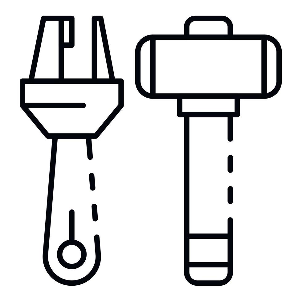 ícone da ferramenta de carpinteiro, estilo de estrutura de tópicos vetor