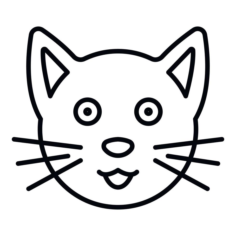 ícone de rosto de gato fofo, estilo de estrutura de tópicos vetor