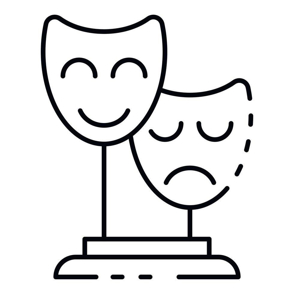 ícone de máscara de teatro, estilo de estrutura de tópicos vetor
