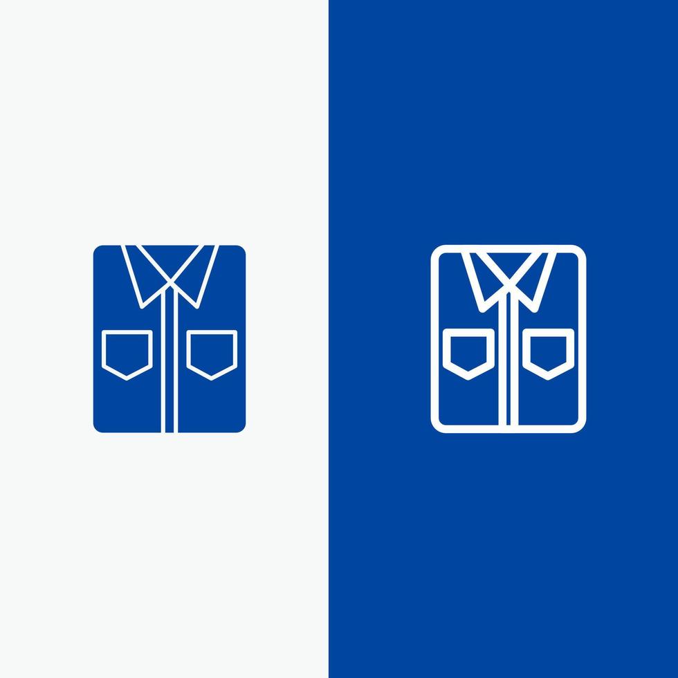 roupas camisa tshirt linha de compras e ícone sólido glifo bandeira azul vetor
