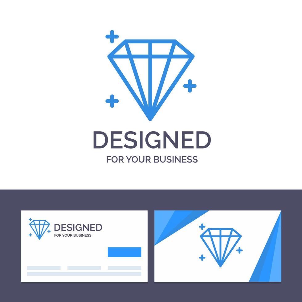 cartão de visita criativo e modelo de logotipo, ilustração em vetor de usuário de joia de diamante