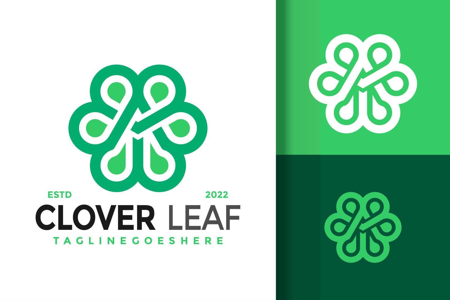 um design de logotipo de trevo de natureza de carta, vetor de logotipos de identidade de marca, logotipo moderno, modelo de ilustração vetorial de designs de logotipo