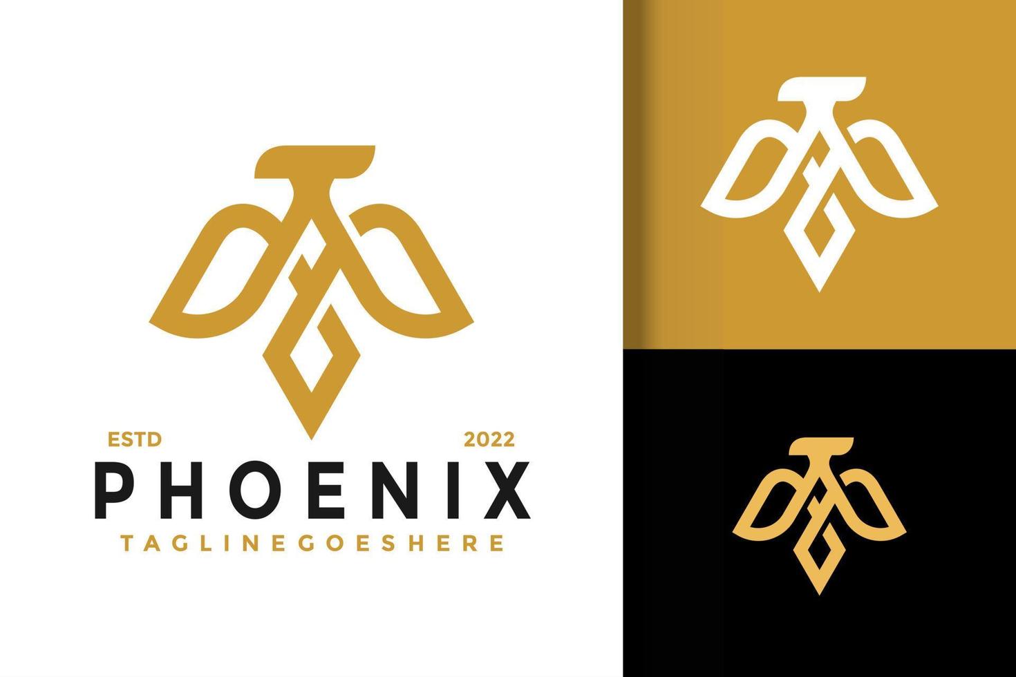 design elegante do logotipo da fênix, vetor de logotipos de identidade de marca, logotipo moderno, modelo de ilustração vetorial de designs de logotipo