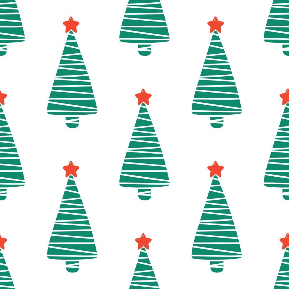 padrão bonito de árvores de natal de inverno em estilo cartoon em vetor. design para interiores de decoração de inverno, cartazes de impressão, cartão de felicitações, banner de negócios, embrulho. vetor