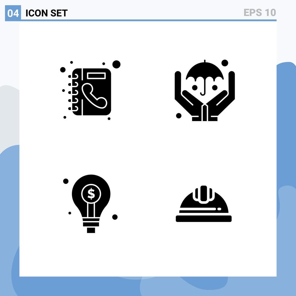 conjunto de sinais de símbolos de ícones de interface do usuário modernos para livro de ideia de livro de telefone investimento seguro elementos de design de vetores editáveis