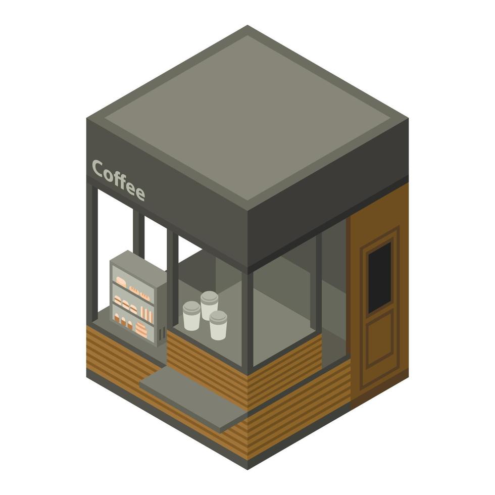 ícone de loja de rua de café, estilo isométrico vetor