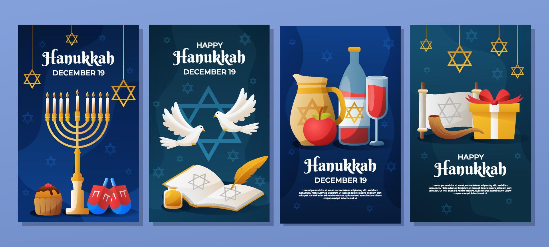 modelos de postagem de mídia social feliz hanukkah vetor