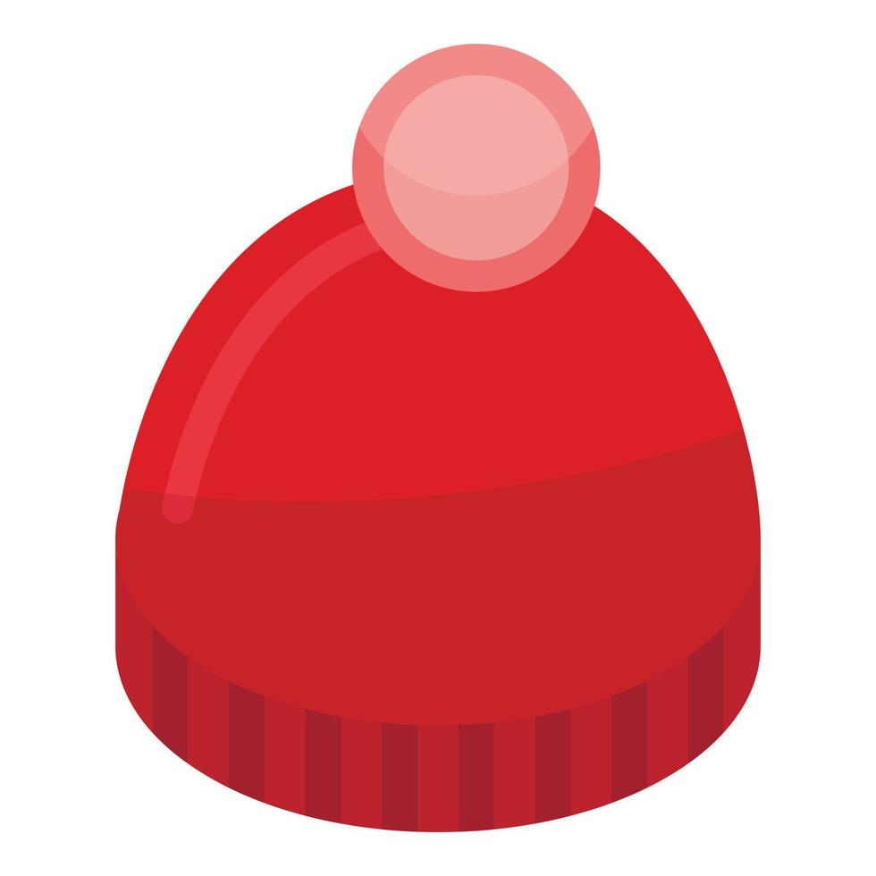 ícone de chapéu vermelho de inverno, estilo isométrico vetor