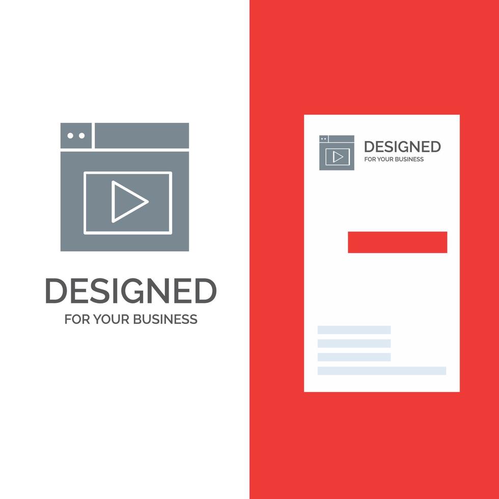 web design design de logotipo cinza de vídeo e modelo de cartão de visita vetor