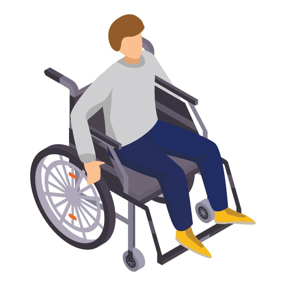 homem no ícone de cadeira de rodas, estilo isométrico vetor