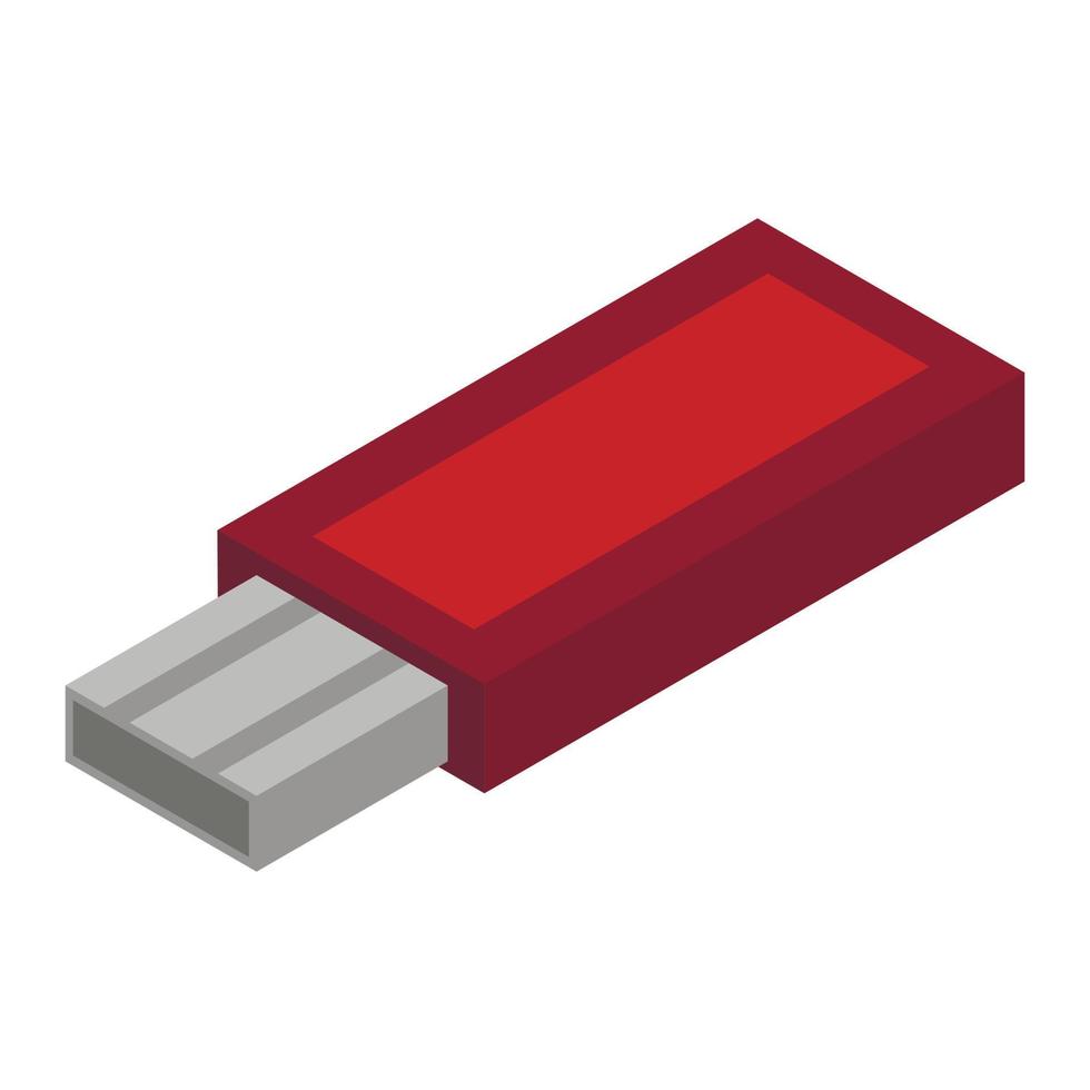 ícone de flash usb vermelho, estilo isométrico vetor