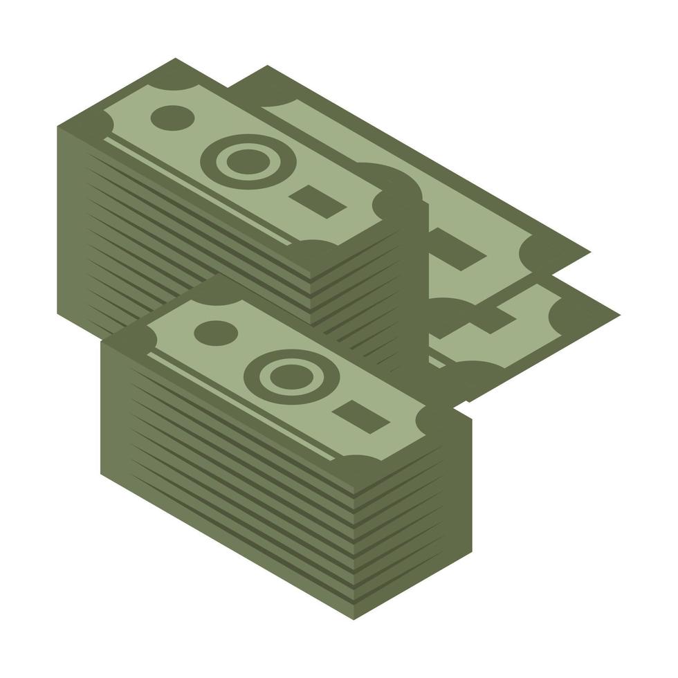 ícone do pacote de dólares, estilo isométrico vetor