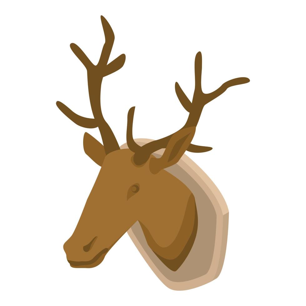 ícone de veado de cabeça de troféu de caçador, estilo isométrico vetor