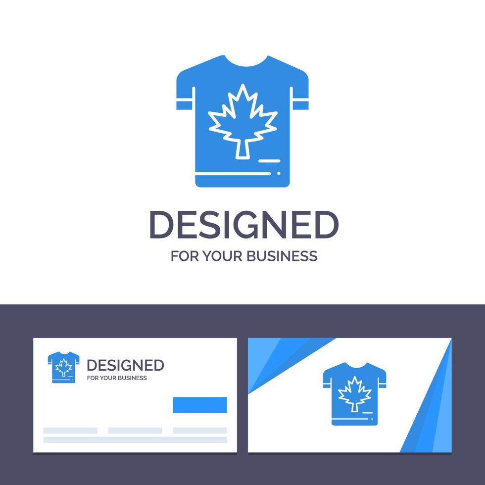 cartão de visita criativo e modelo de logotipo camisa outono canadá ilustração em vetor maple folha