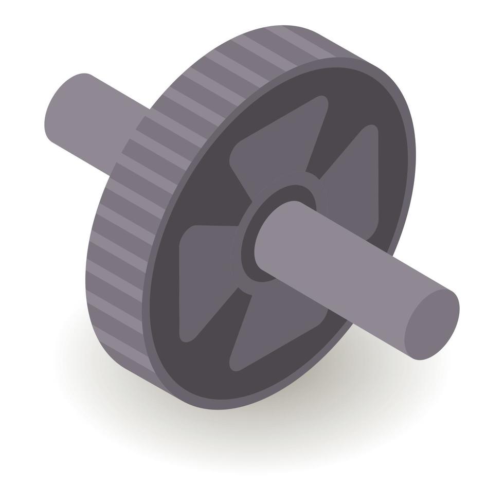 ícone de roda de fitness abs, estilo isométrico vetor