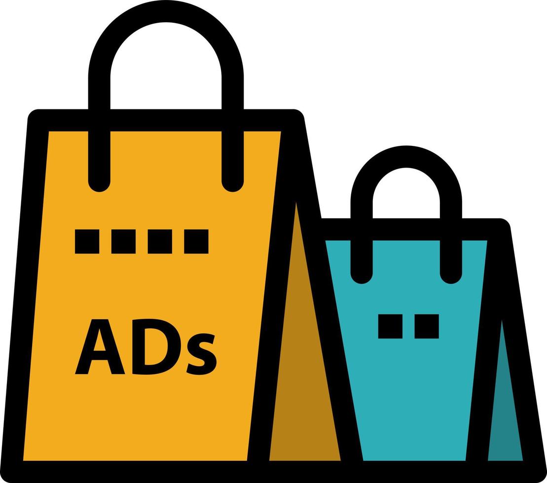 bolsa de publicidade, anúncio de compras, modelo de banner de ícone de vetor de ícone de cor plana