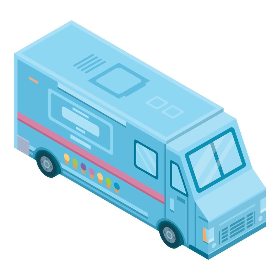 ícone do caminhão de sorvete, estilo isométrico vetor