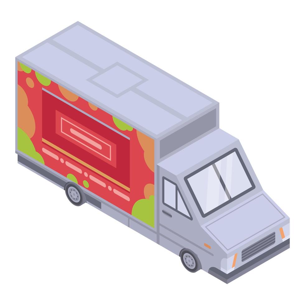 ícone de caminhão de comida de hambúrguer, estilo isométrico vetor