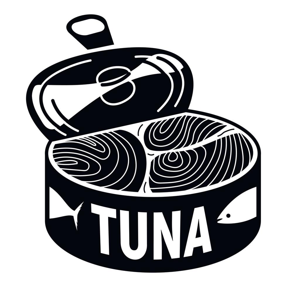 ícone de lata de atum aberto, estilo simples vetor