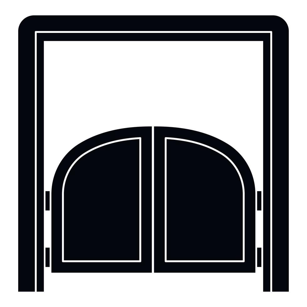 ícone da porta do salão de madeira, estilo simples vetor