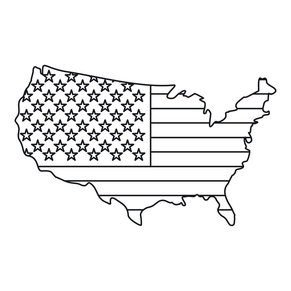 ícone do mapa americano, estilo de estrutura de tópicos vetor