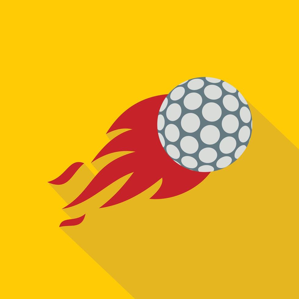 ícone de bola de golfe em chamas, estilo simples vetor