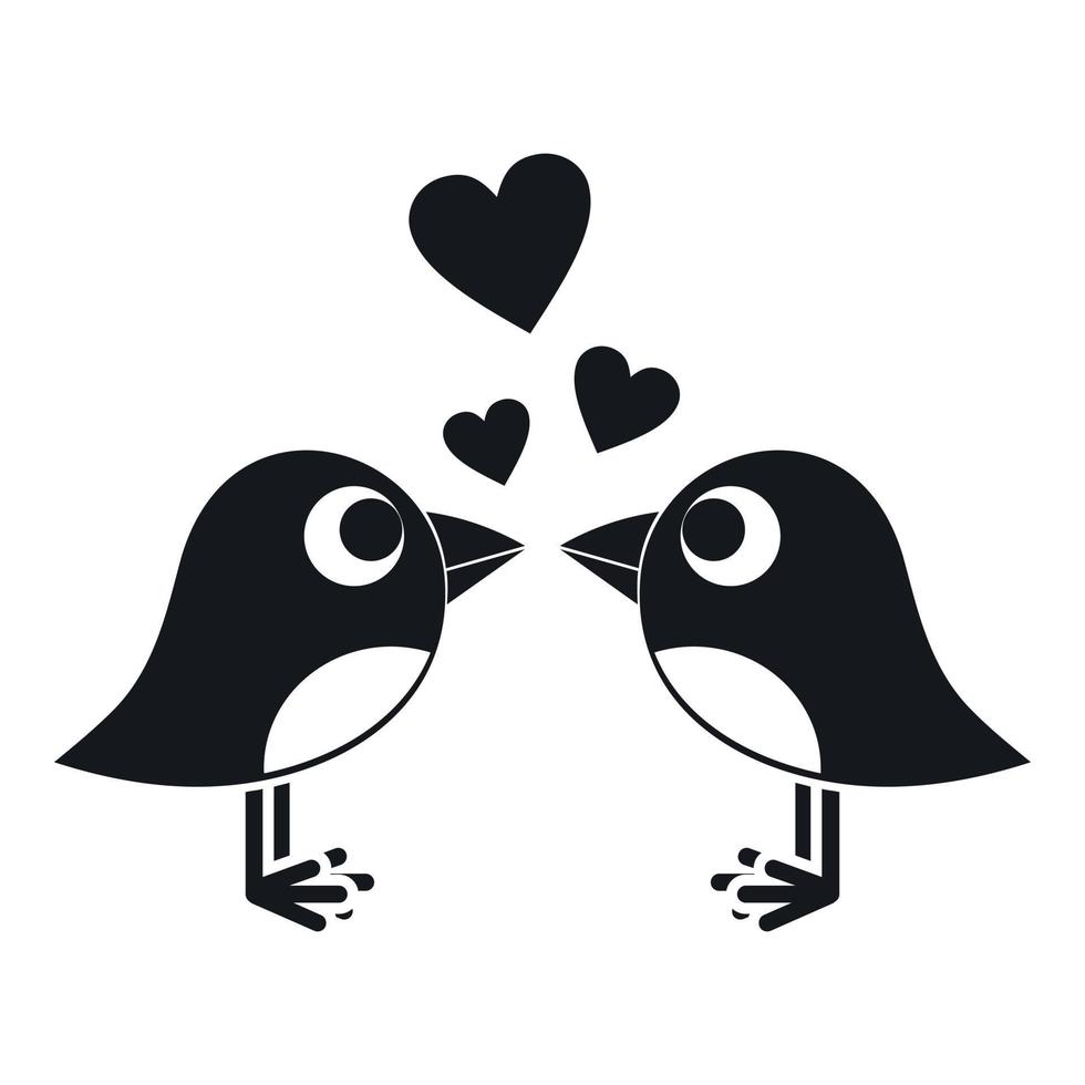 dois pássaros com ícone de corações, estilo simples vetor