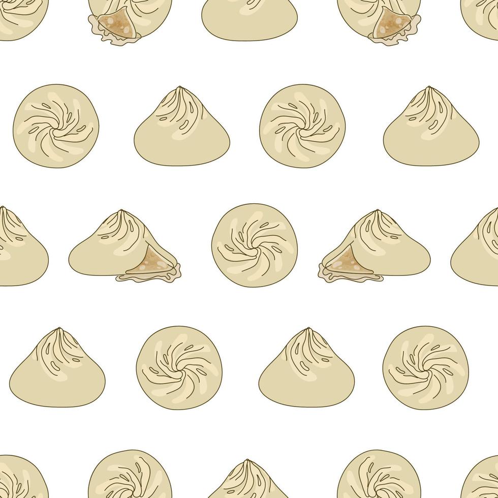 xiao long bao padrão perfeito com ilustração vetorial de bolinhos vetor