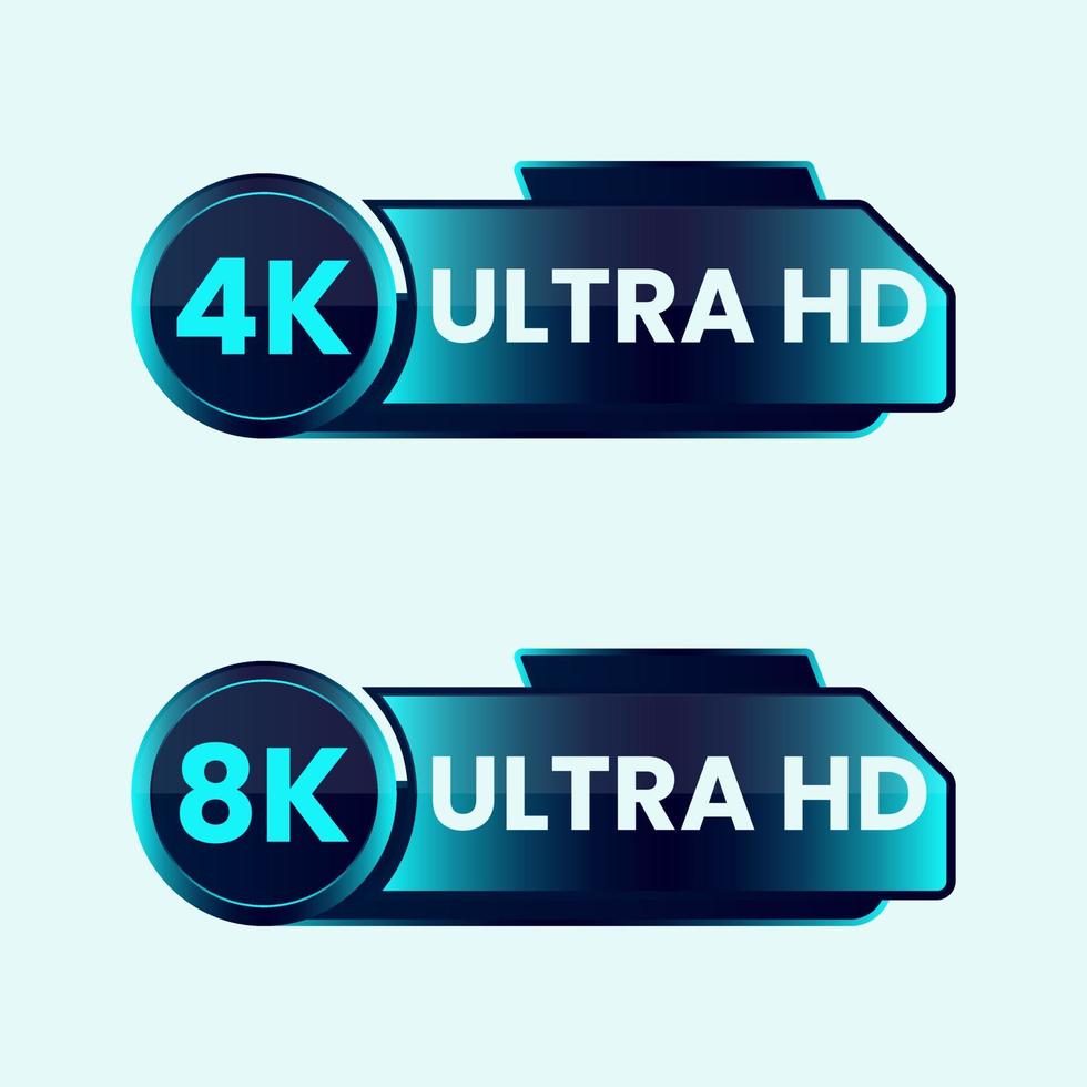 ícone de resolução de vídeo ultra hd 8k e 4k vetor
