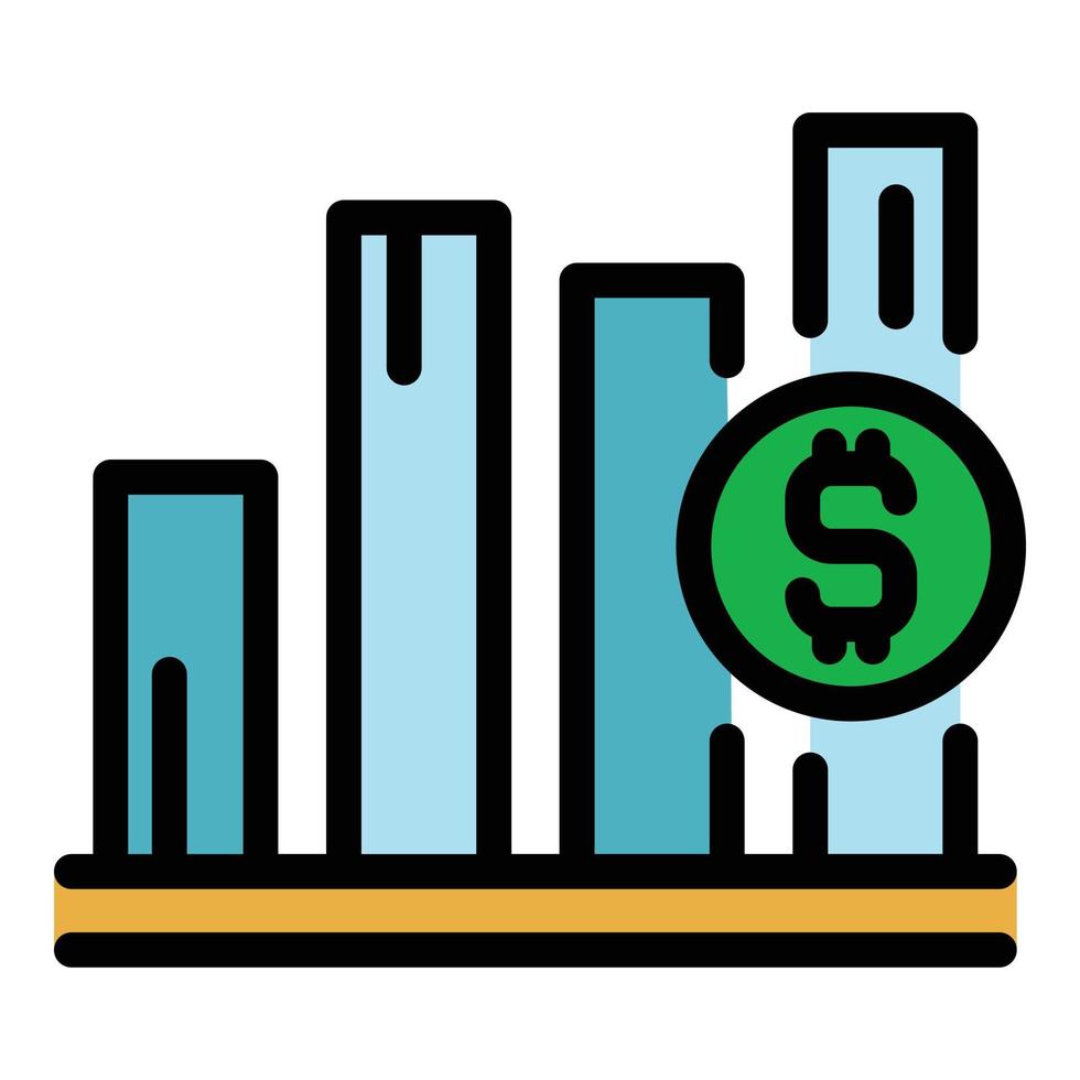 vetor de contorno de cor de ícone de dólar analítico