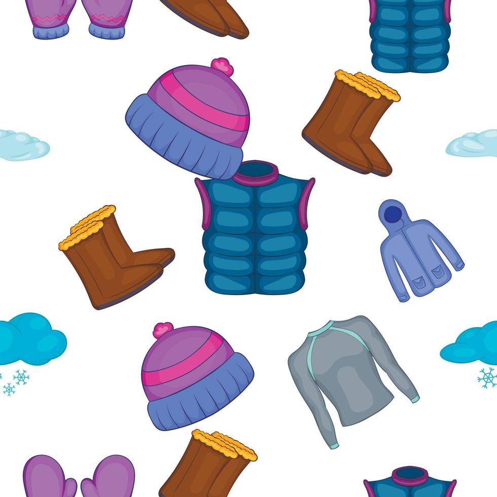 padrão de roupas de inverno, estilo cartoon vetor