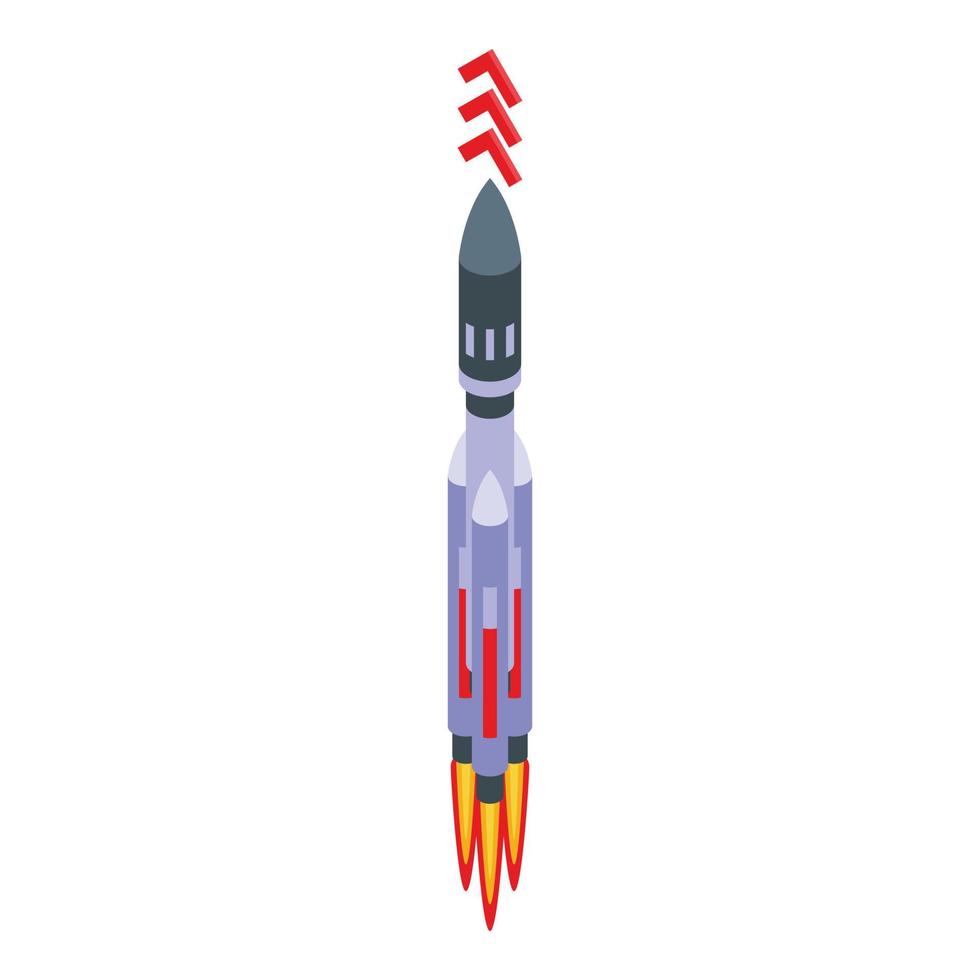 vetor isométrico de ícone de foguete de lançamento rápido. idéia de nave espacial