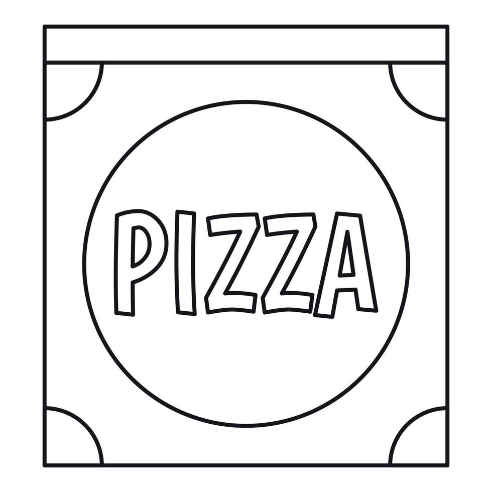 ícone da caixa de pizza, estilo de estrutura de tópicos vetor