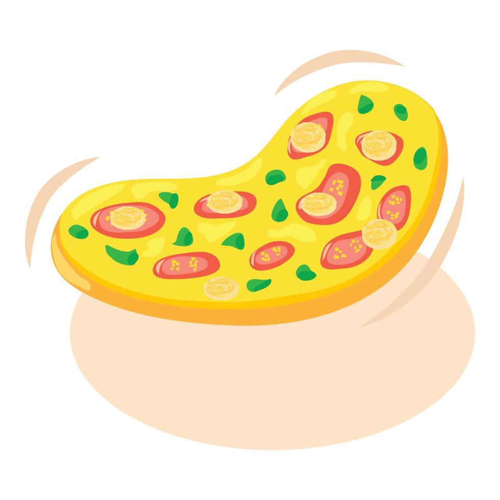 vetor isométrico de ícone de pizza. pizza preparada na hora com ícone de carne e vegetais