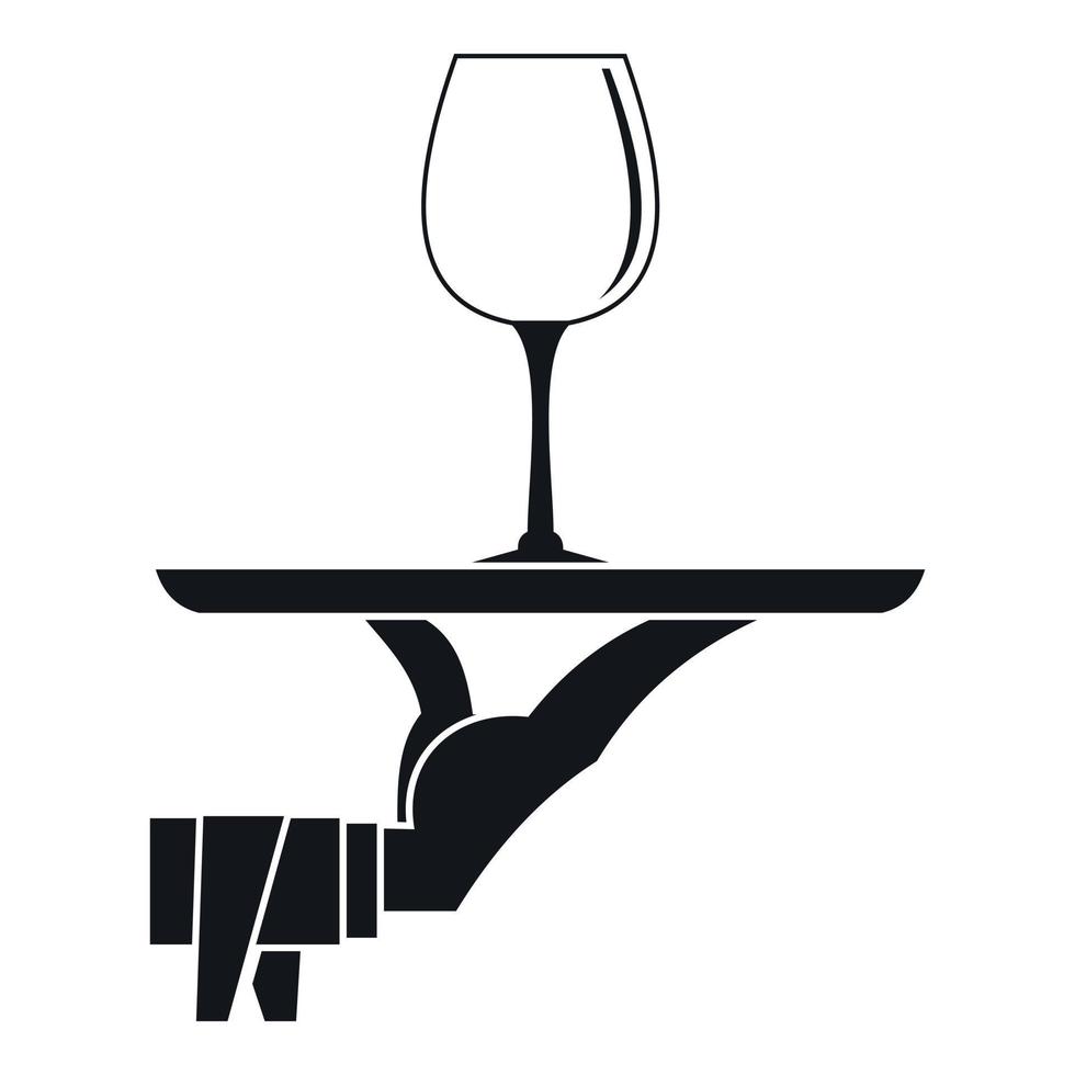 mão de garçom segurando a bandeja com ícone de taça de vinho vetor