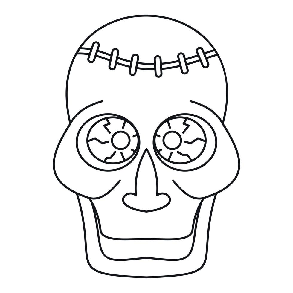 crânio de trepanação do ícone de zumbi, estilo de estrutura de tópicos vetor
