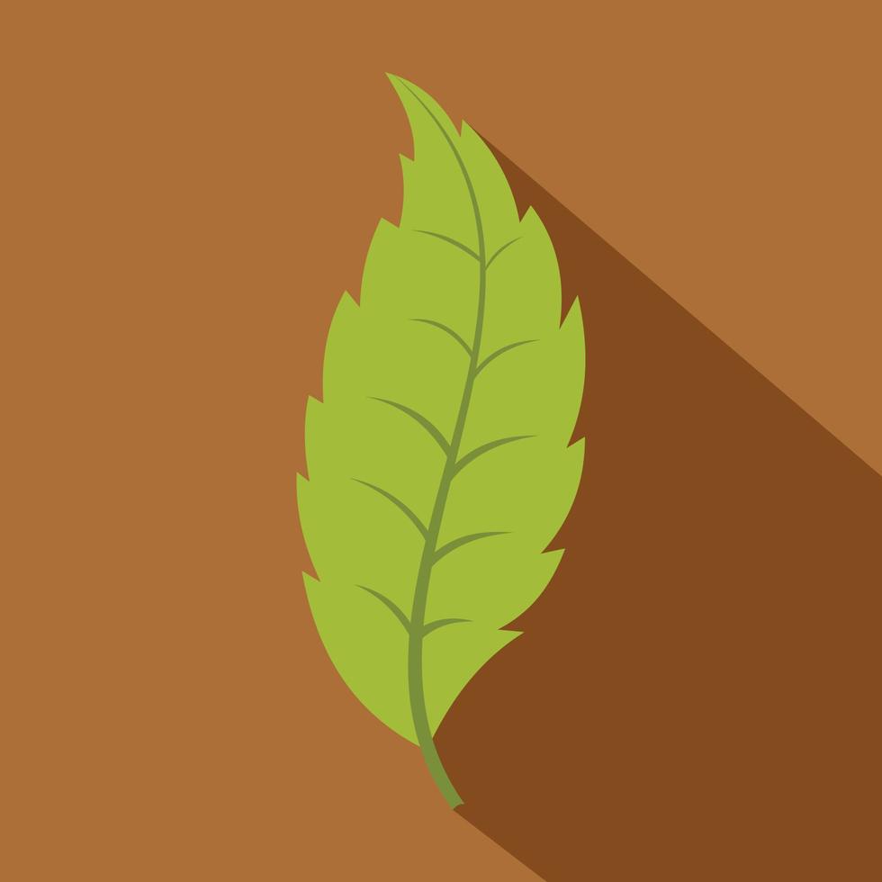 ícone de folha verde dentada estreita, estilo simples vetor