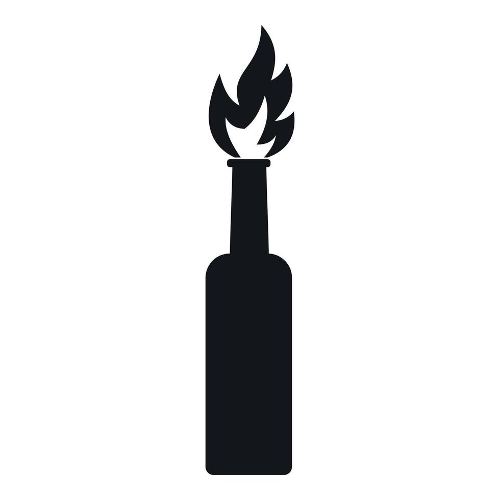 ícone de garrafa em chamas, estilo simples vetor