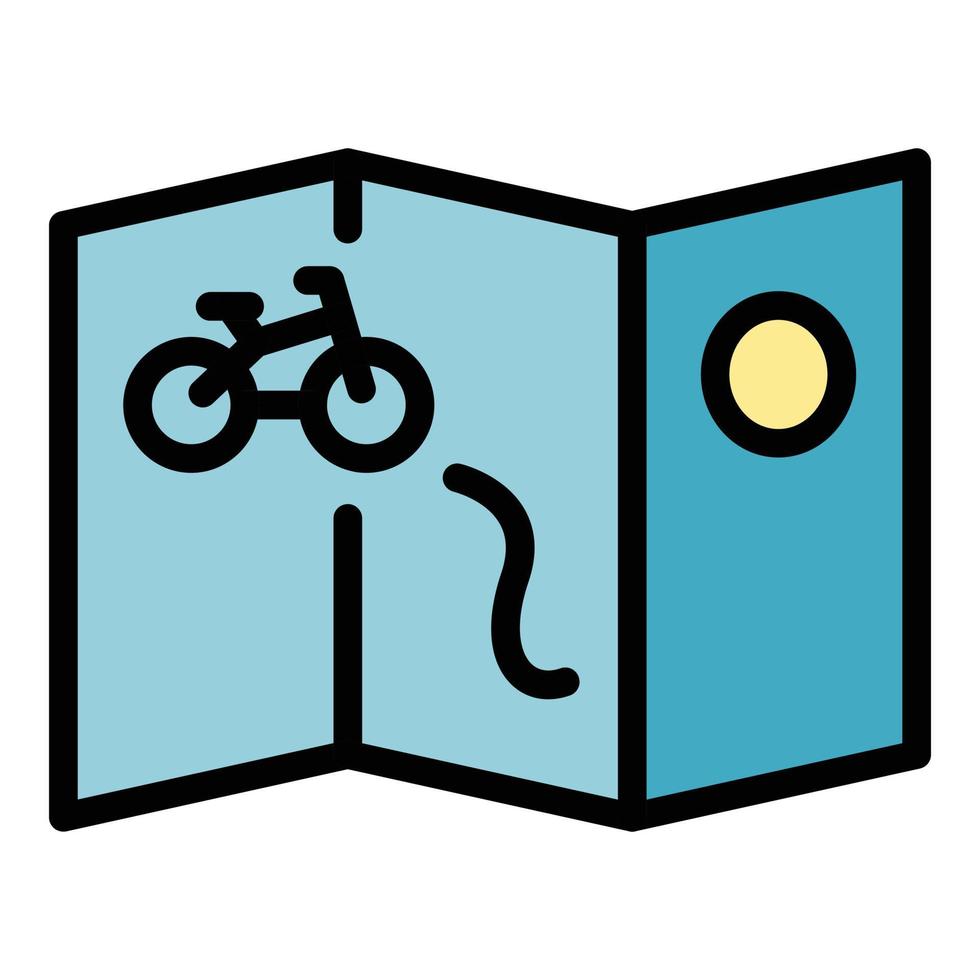 vetor de contorno de cor de ícone de rota de aluguel de bicicleta