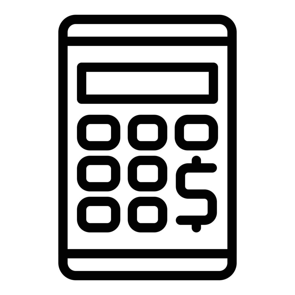 vetor de contorno de ícone de calculadora de empréstimo de pagamento. imposto de crédito