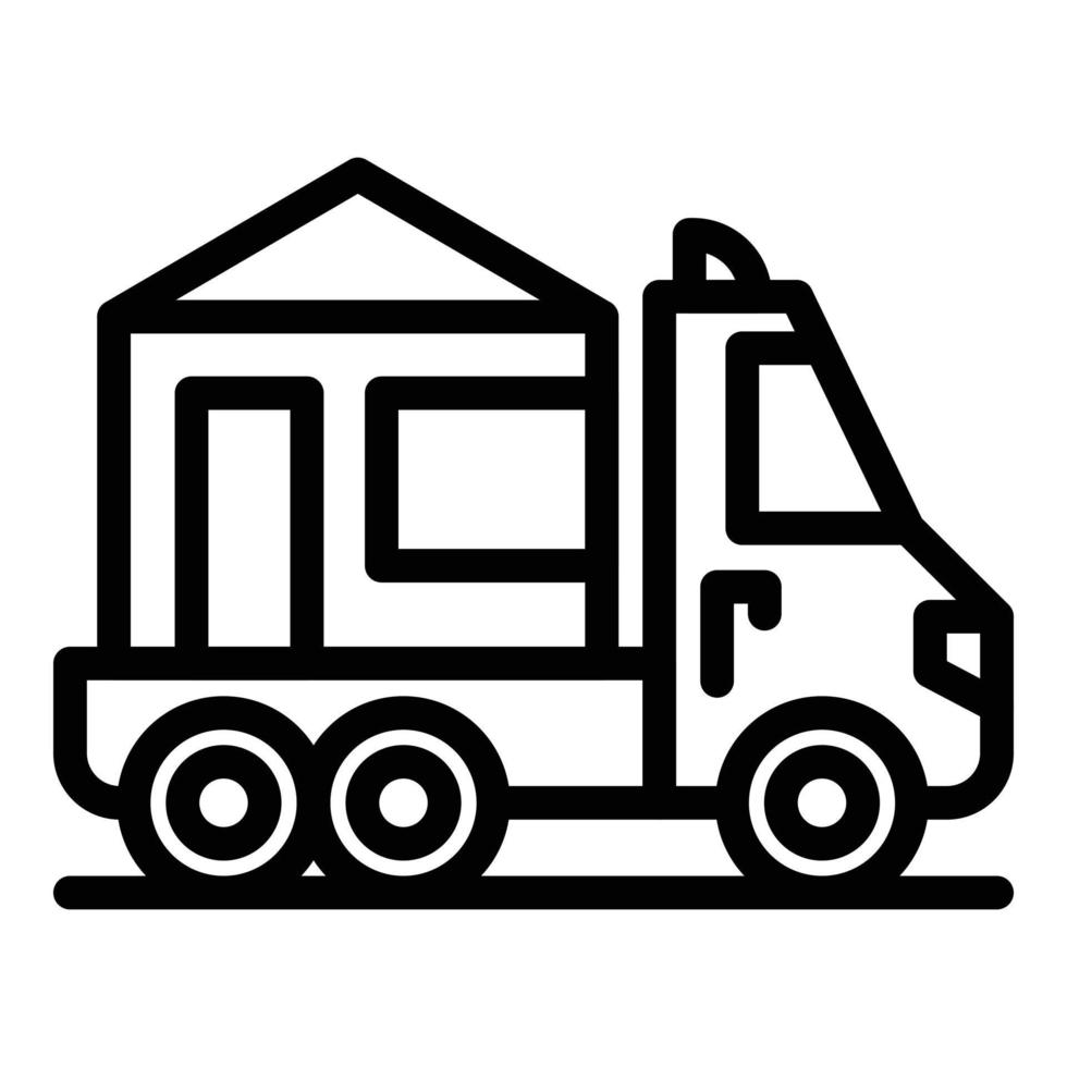 vetor de contorno do ícone de entrega de caminhão de casa. serviço de realocação